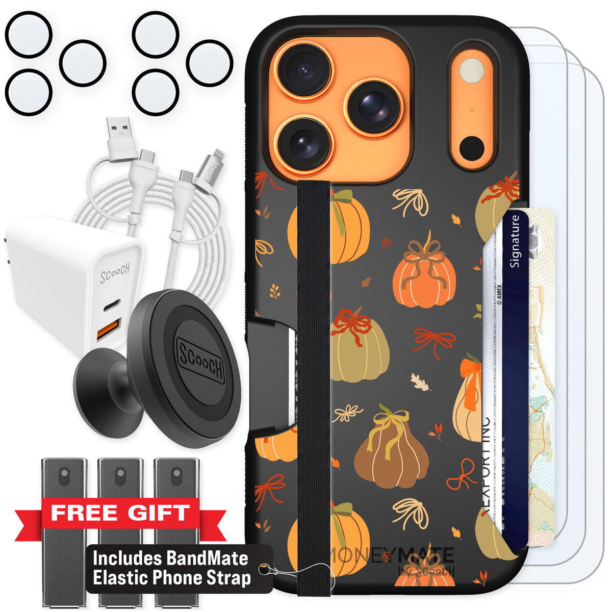 Scooch Moneymate Pretty Pumpkins for iPhone 17 Pro — Ultimate Bundle