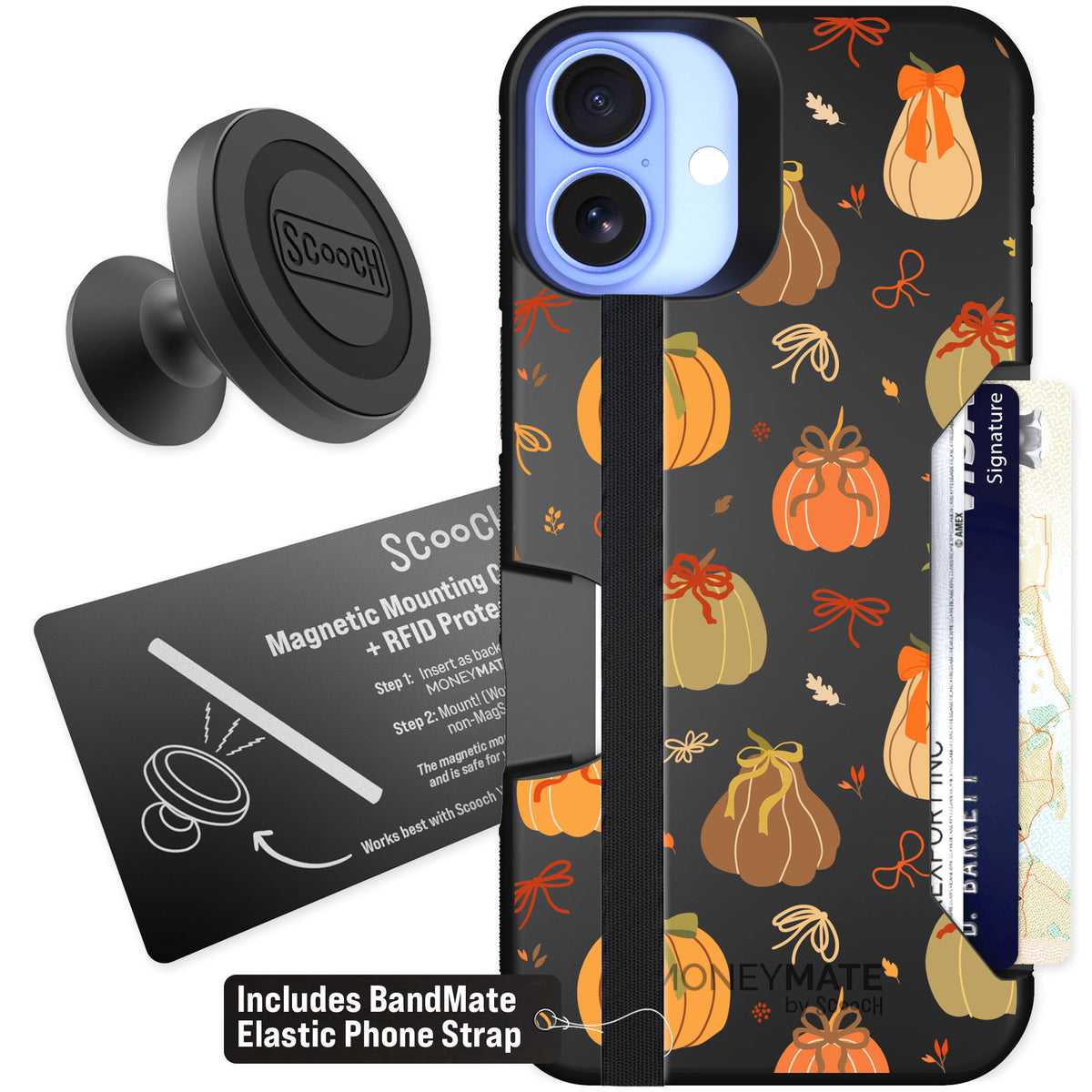 Scooch Moneymate Pretty Pumpkins for iPhone 16 Plus — Starter Bundle