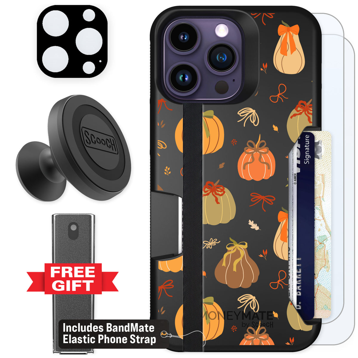 Scooch Moneymate Pretty Pumpkins for iPhone 14 Pro Max — Defender Bundle