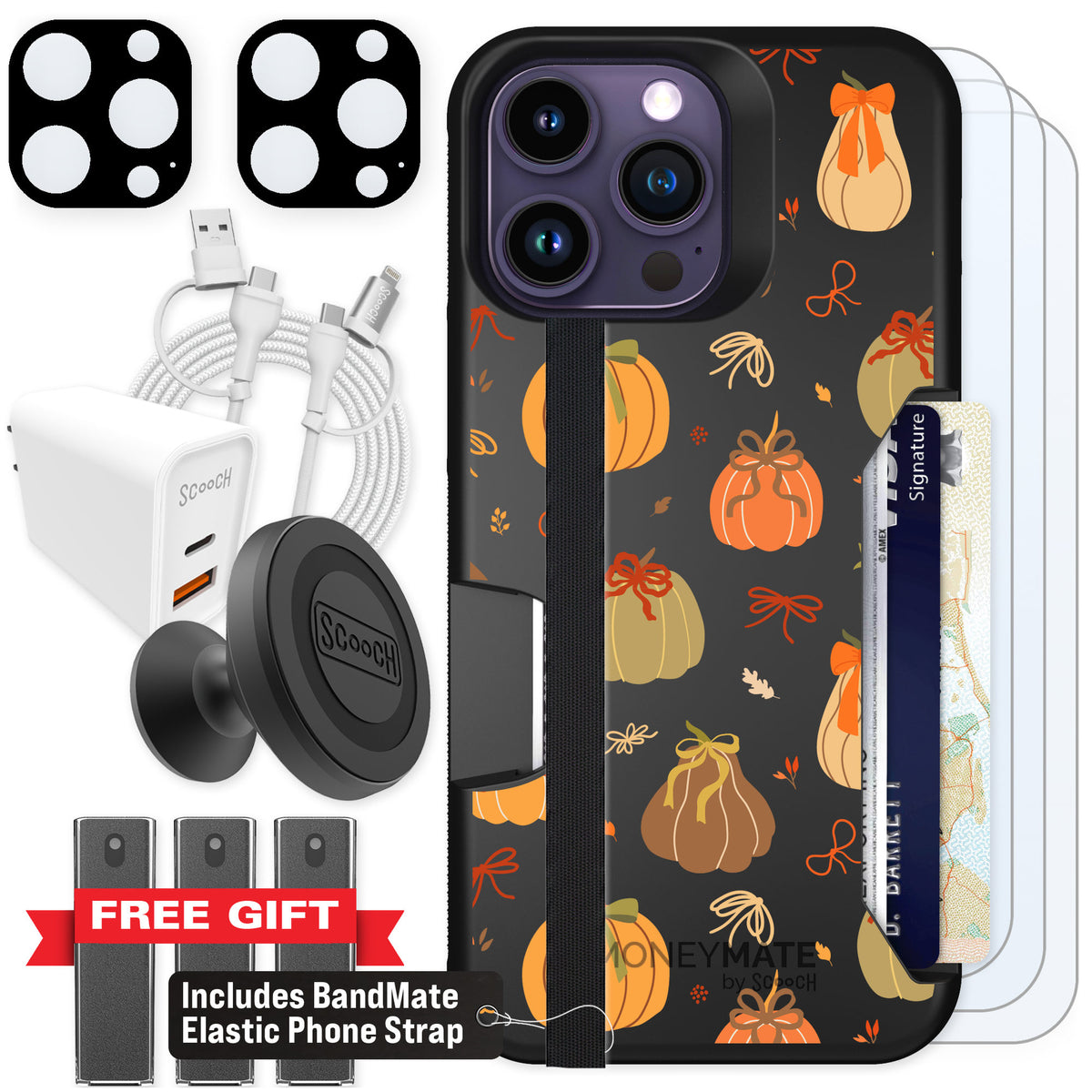 Scooch Moneymate Pretty Pumpkins for iPhone 14 Pro Max — Ultimate Bundle