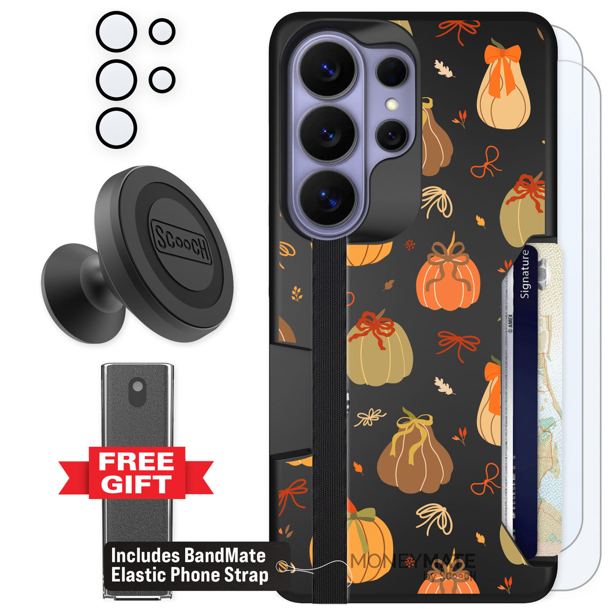 Scooch Moneymate Pretty Pumpkins for Galaxy S26 Ultra — Defender Bundle