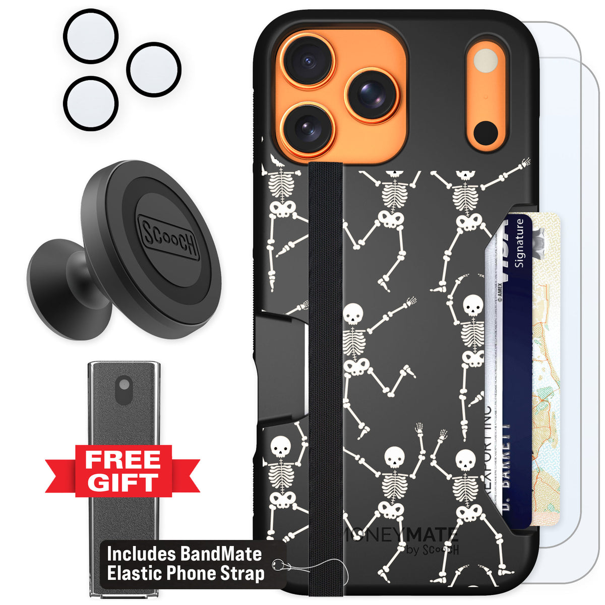 Scooch Moneymate Swinging Skeletons for iPhone 17 Pro Max — Defender Bundle