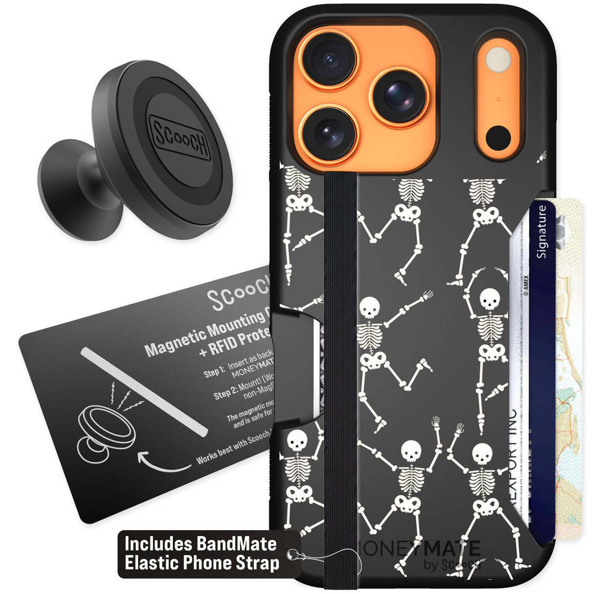 Scooch Moneymate Swinging Skeletons for iPhone 17 Pro — Starter Bundle