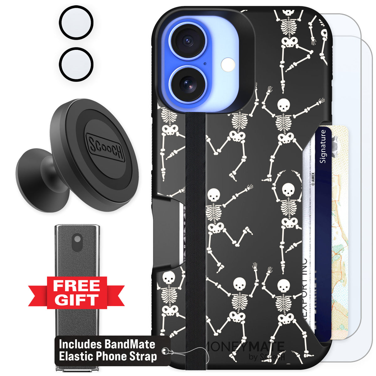 Scooch Moneymate Swinging Skeletons for iPhone 16 — Defender Bundle