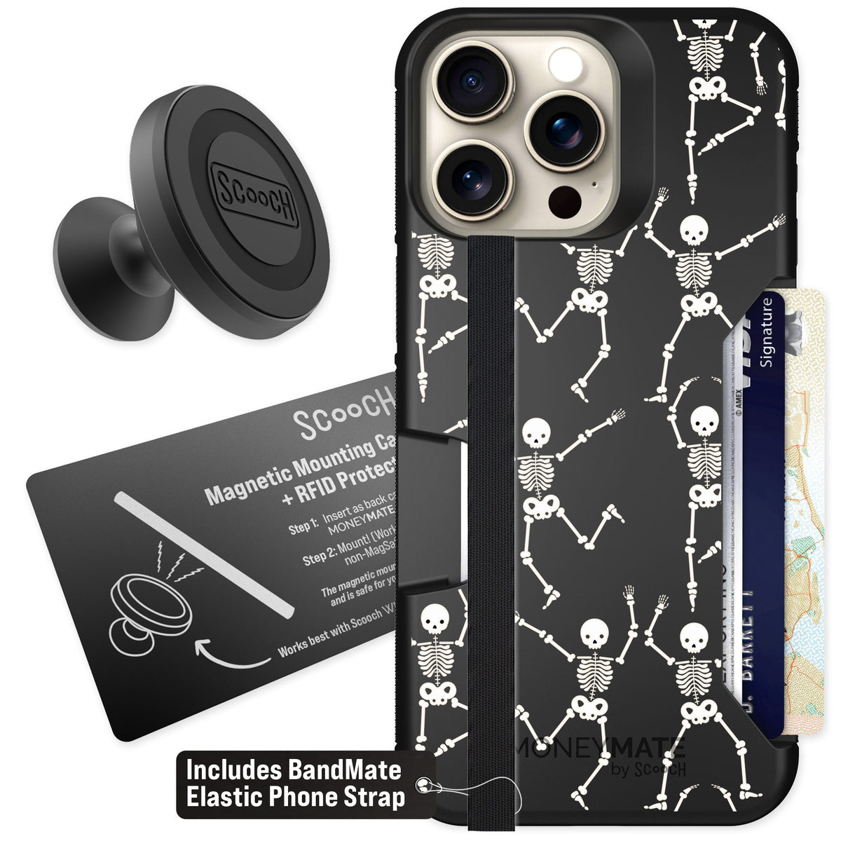 Scooch Moneymate Swinging Skeletons for iPhone 15 Pro Max — Starter Bundle