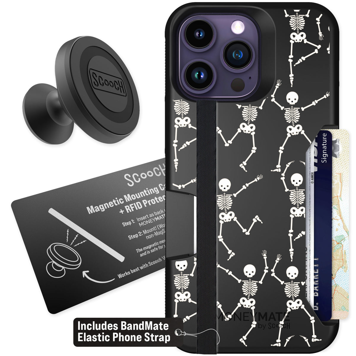 Scooch Moneymate Swinging Skeletons for iPhone 14 Pro Max — Starter Bundle