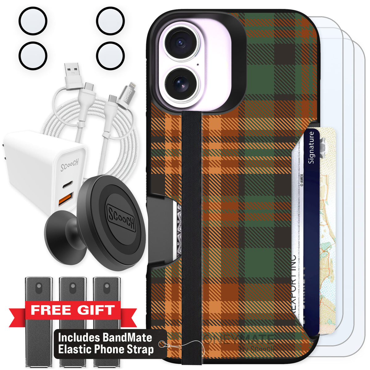 Scooch Moneymate Fall Flannel for iPhone 17 — Ultimate Bundle