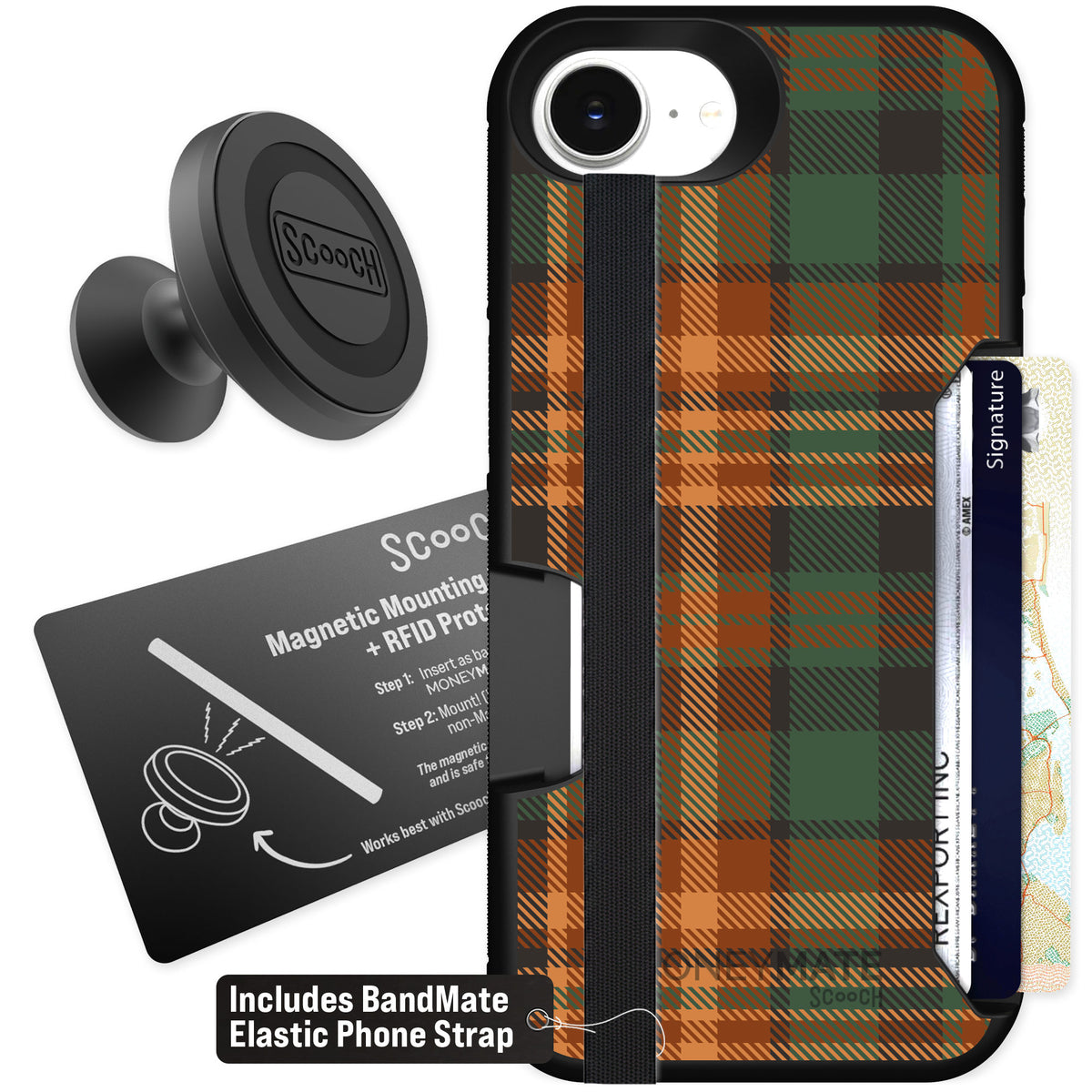 Scooch Moneymate Fall Flannel for iPhone 16e — Starter Bundle