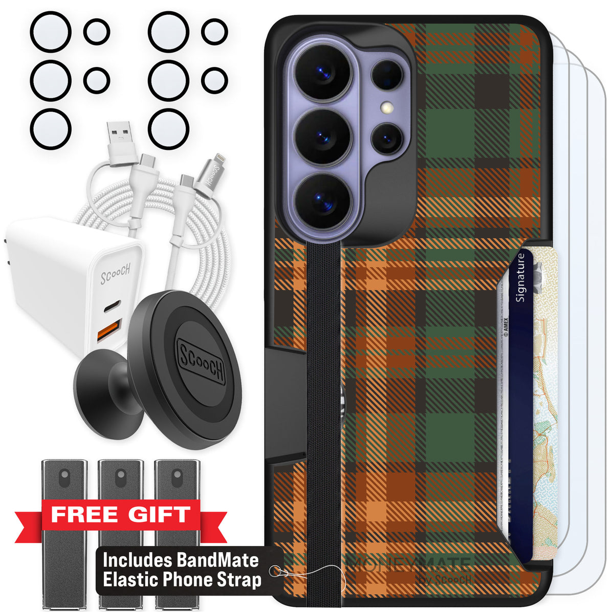 Scooch Moneymate Fall Flannel for Galaxy S26 Ultra — Ultimate Bundle