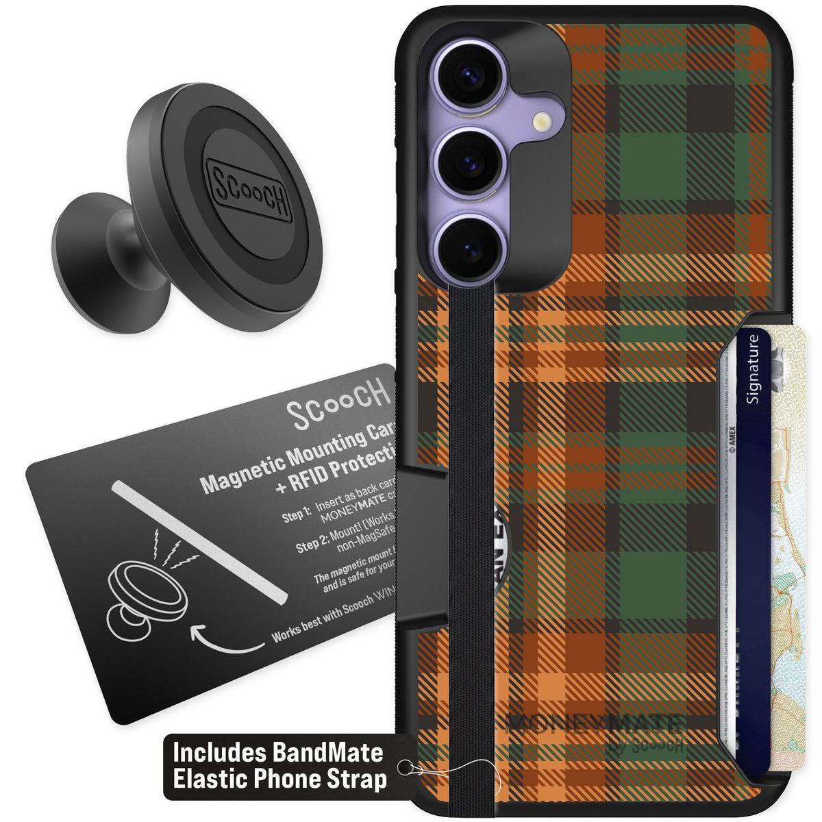 Scooch Moneymate Fall Flannel for Galaxy S25+ — Starter Bundle