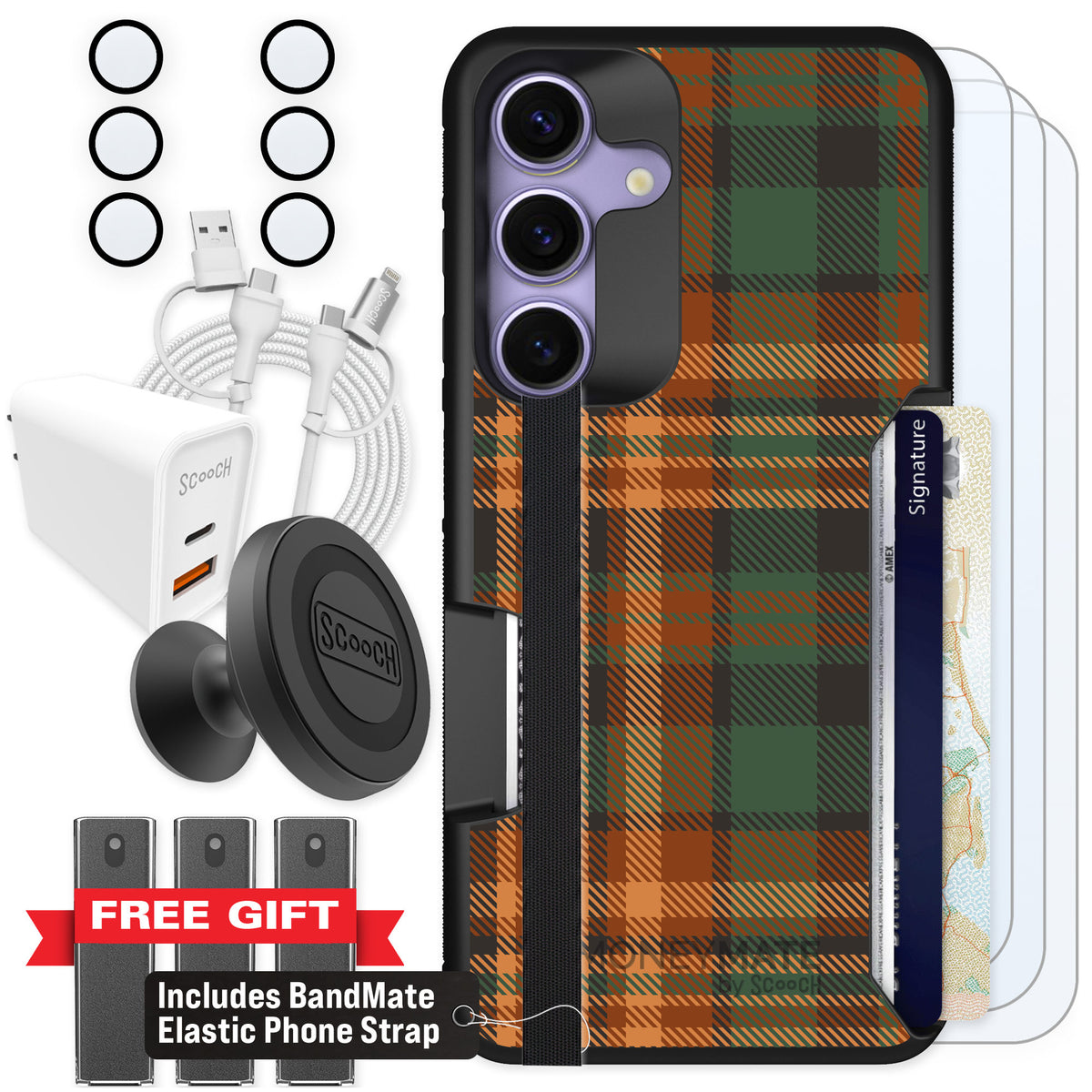 Scooch Moneymate Fall Flannel for Galaxy S25 — Ultimate Bundle