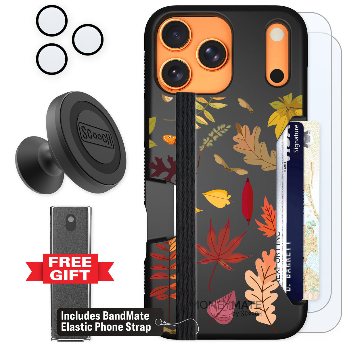 Scooch Moneymate Autumn Leaves for iPhone 17 Pro Max — Defender Bundle