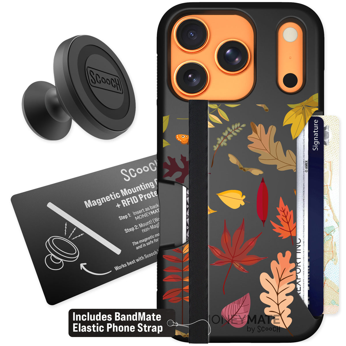 Scooch Moneymate Autumn Leaves for iPhone 17 Pro — Starter Bundle