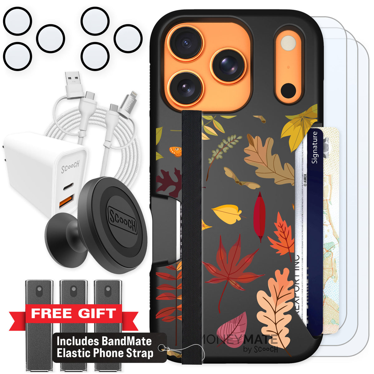 Scooch Moneymate Autumn Leaves for iPhone 17 Pro — Ultimate Bundle