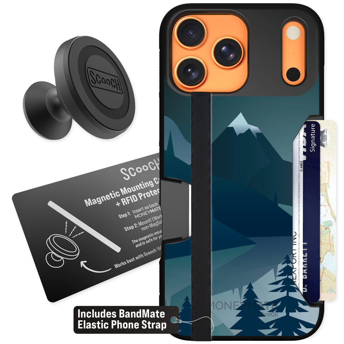 Scooch Moneymate Midnight Ridge for iPhone 17 Pro Max — Starter Bundle