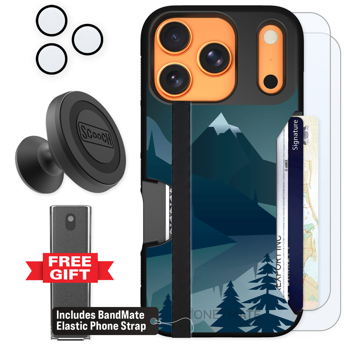 Scooch Moneymate Midnight Ridge for iPhone 17 Pro — Defender Bundle