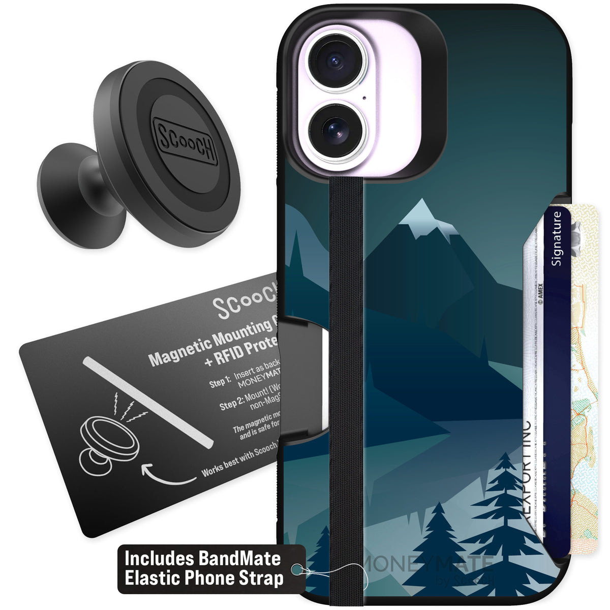 Scooch Moneymate Midnight Ridge for iPhone 17 — Starter Bundle