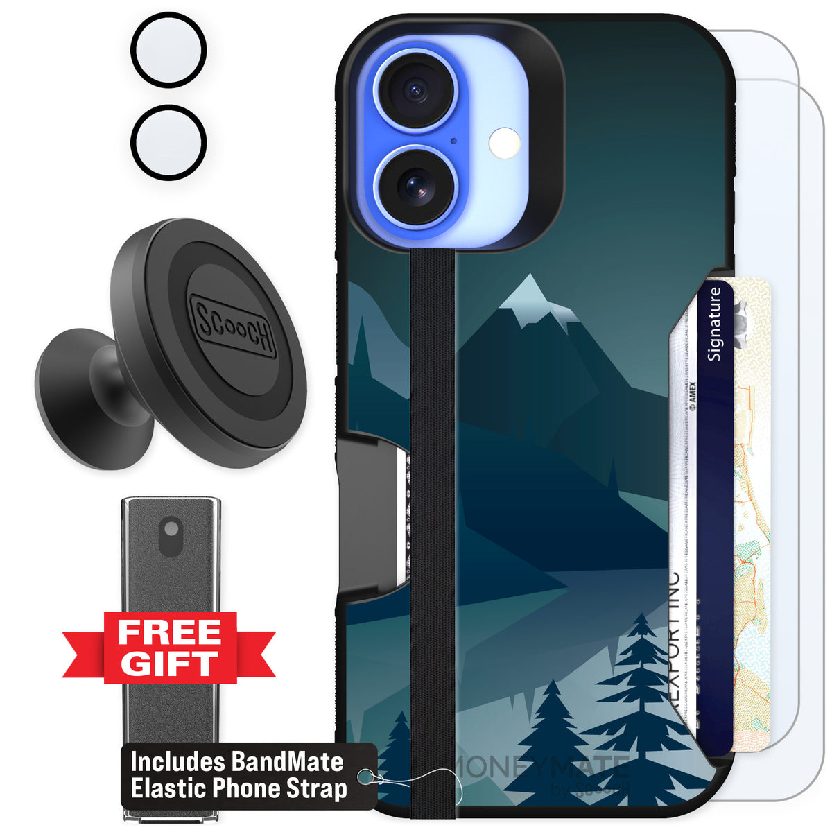 Scooch Moneymate Midnight Ridge for iPhone 16 — Defender Bundle