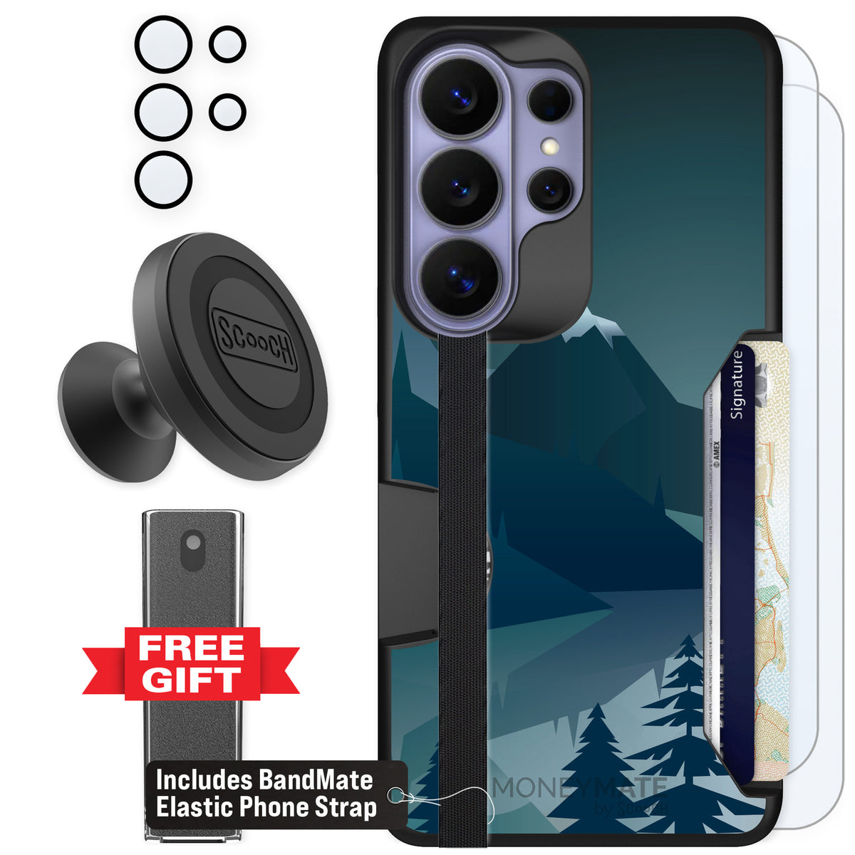 Scooch Moneymate Midnight Ridge for Galaxy S26 Ultra — Defender Bundle