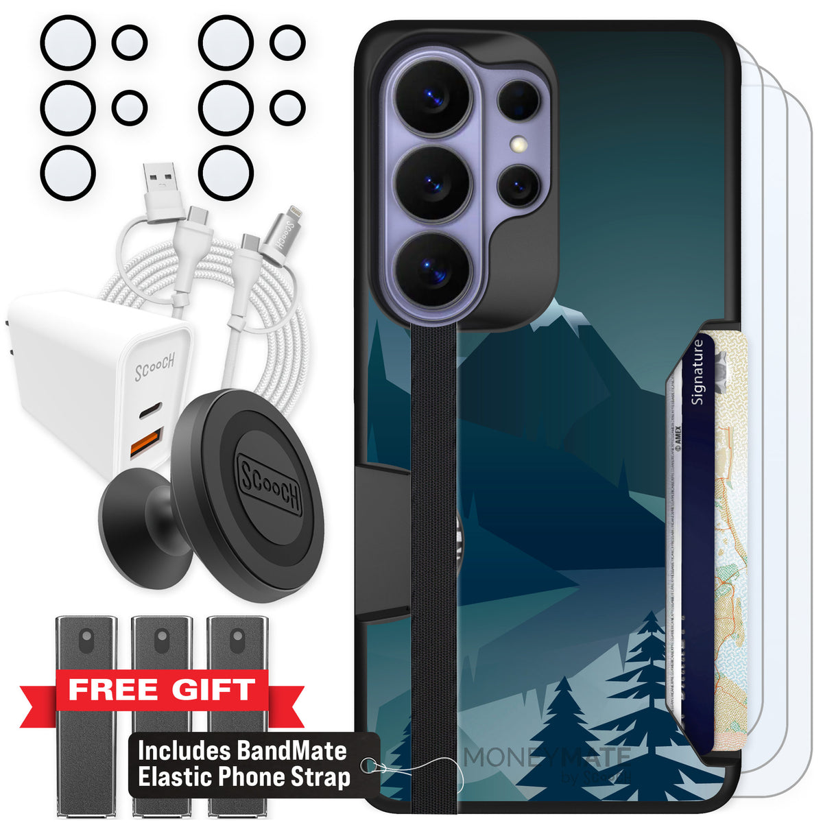 Scooch Moneymate Midnight Ridge for Galaxy S26 Ultra — Ultimate Bundle