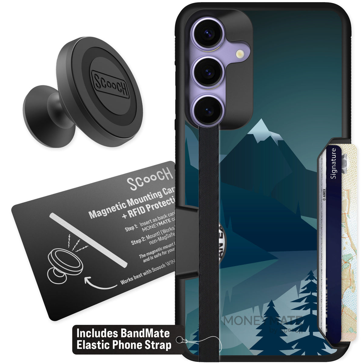 Scooch Moneymate Midnight Ridge for Galaxy S25+ — Starter Bundle