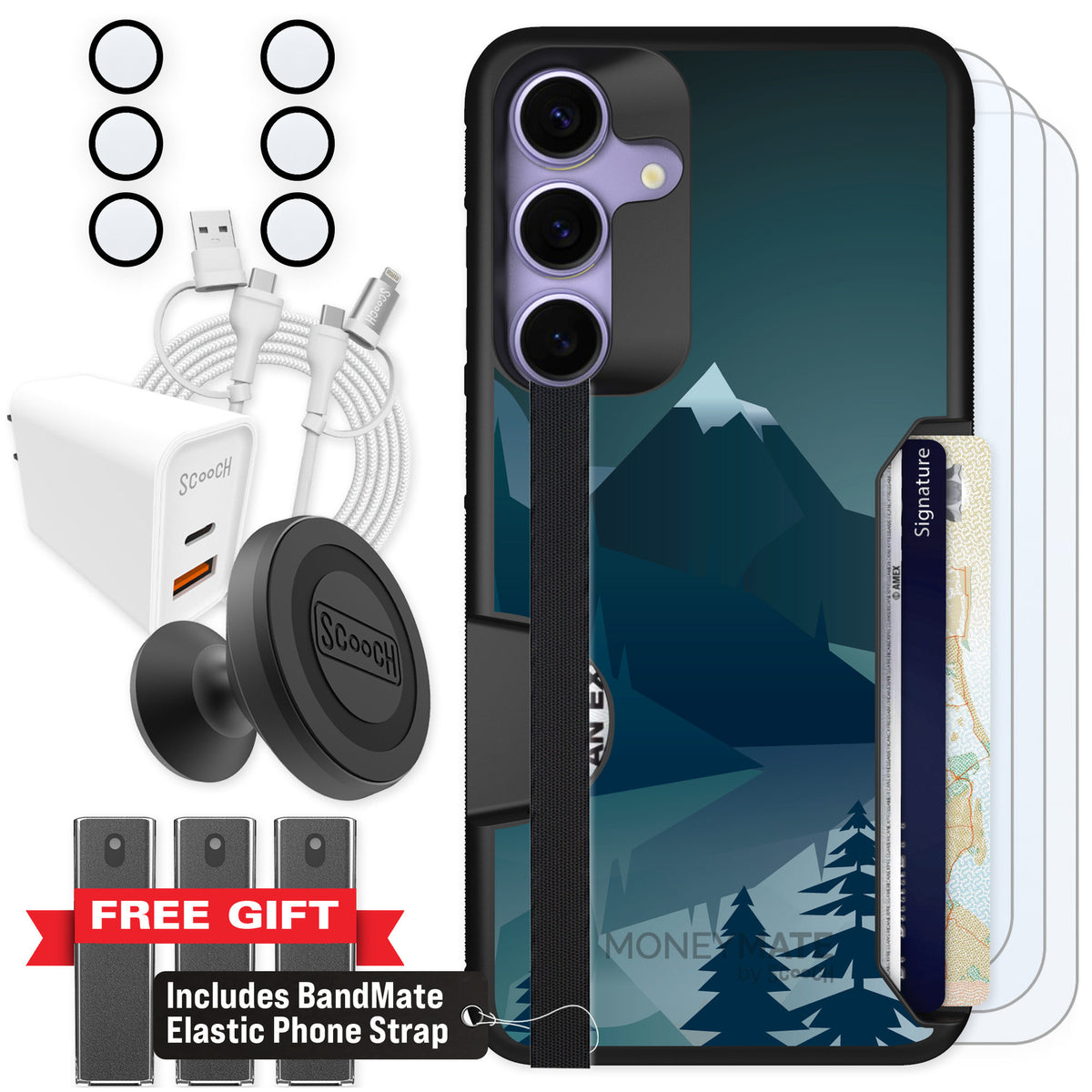 Scooch Moneymate Midnight Ridge for Galaxy S25+ — Ultimate Bundle