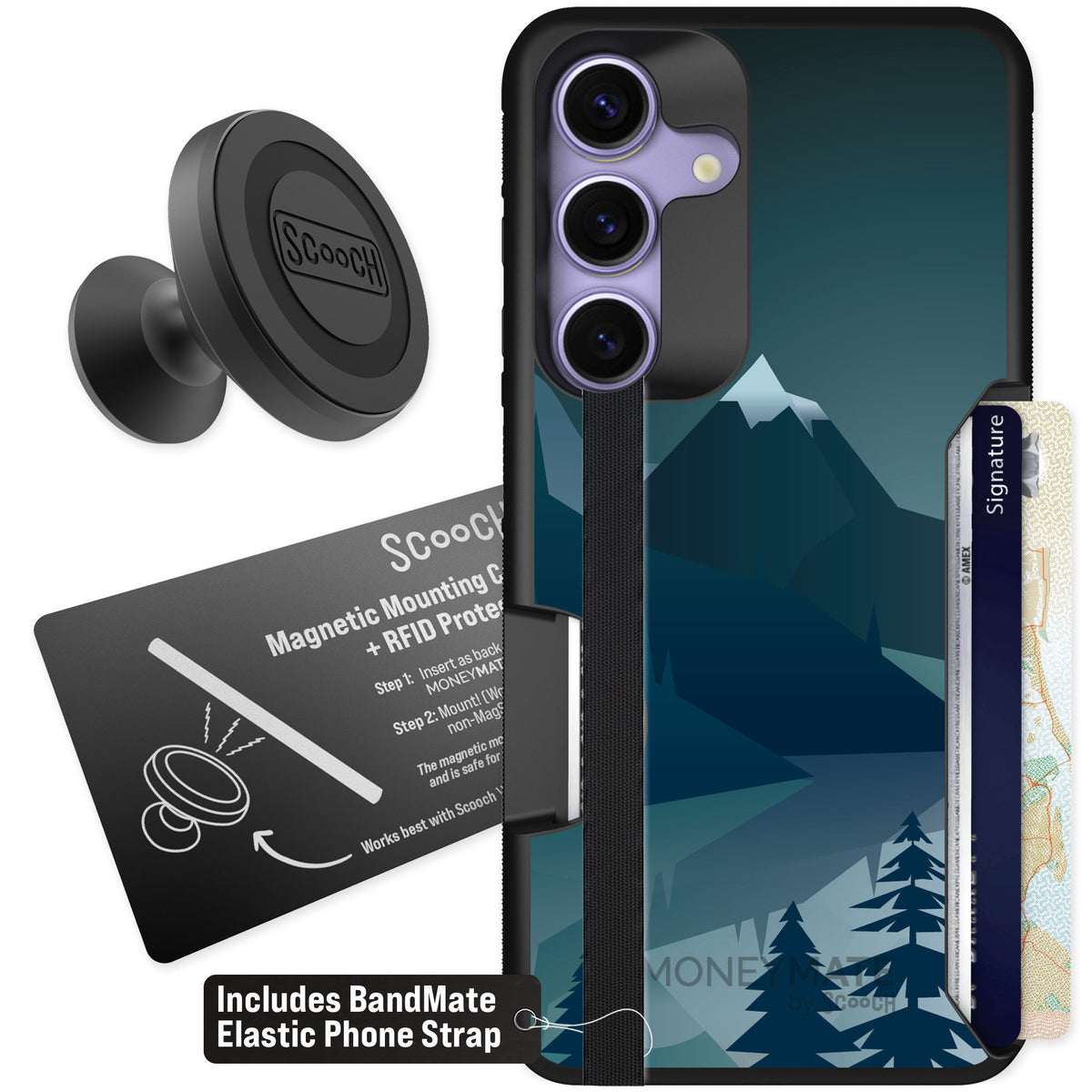 Scooch Moneymate Midnight Ridge for Galaxy S25 — Starter Bundle