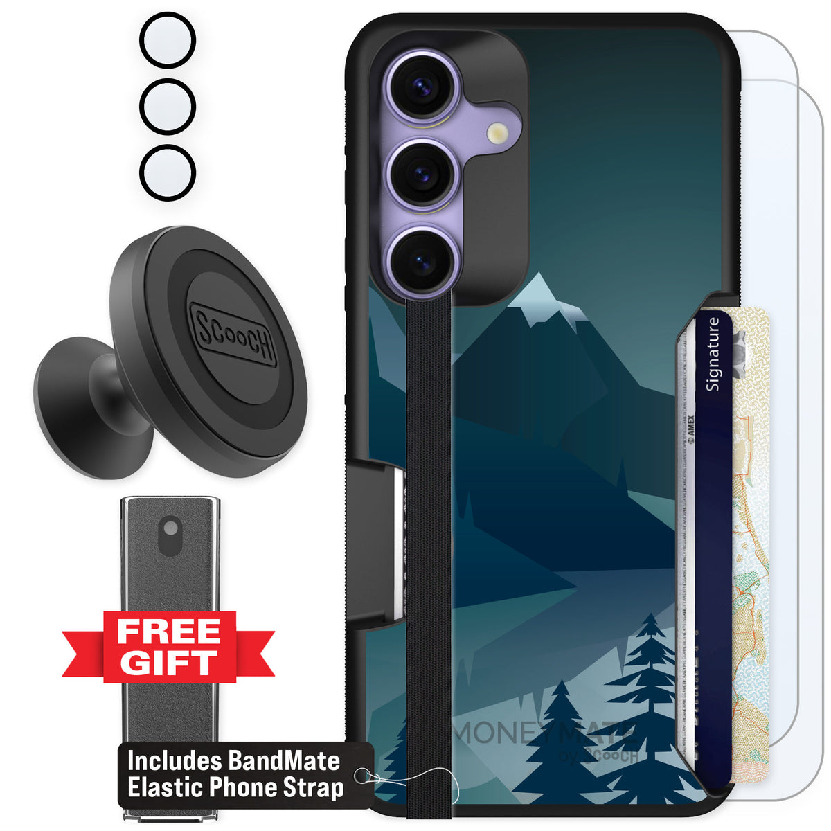Scooch Moneymate Midnight Ridge for Galaxy S25 — Defender Bundle