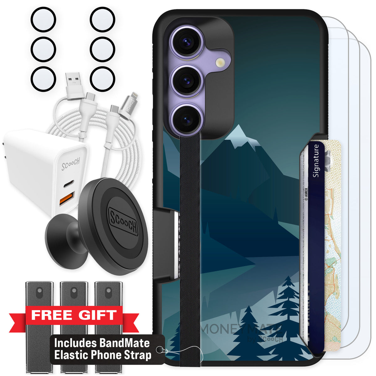 Scooch Moneymate Midnight Ridge for Galaxy S25 — Ultimate Bundle