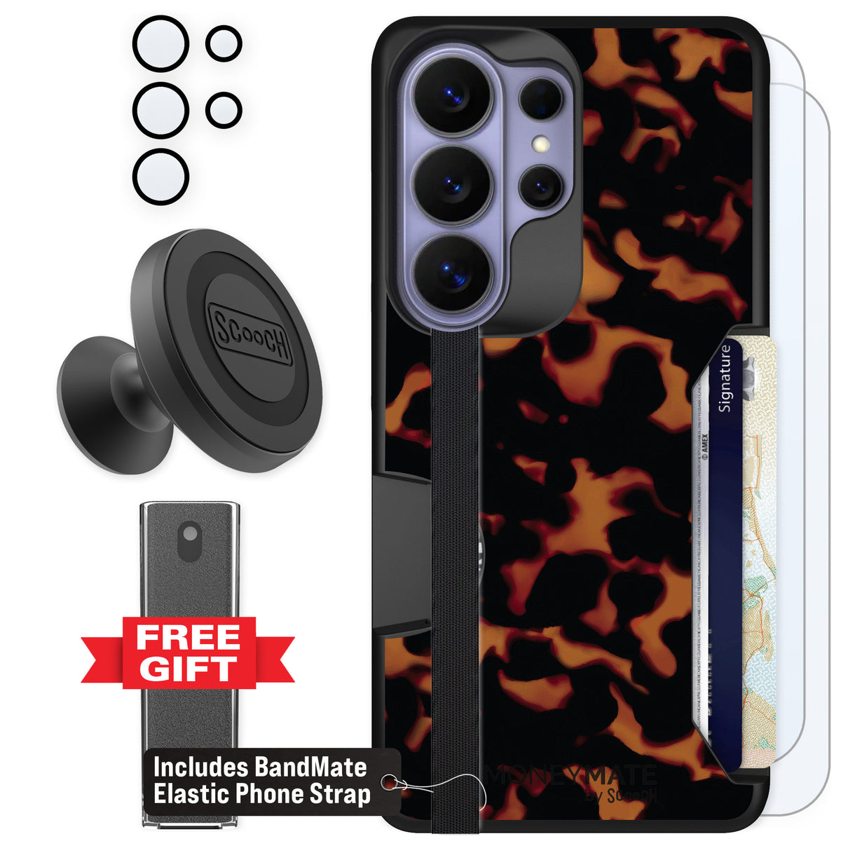 Scooch Moneymate Tortoise Shell for Galaxy S26 Ultra — Defender Bundle