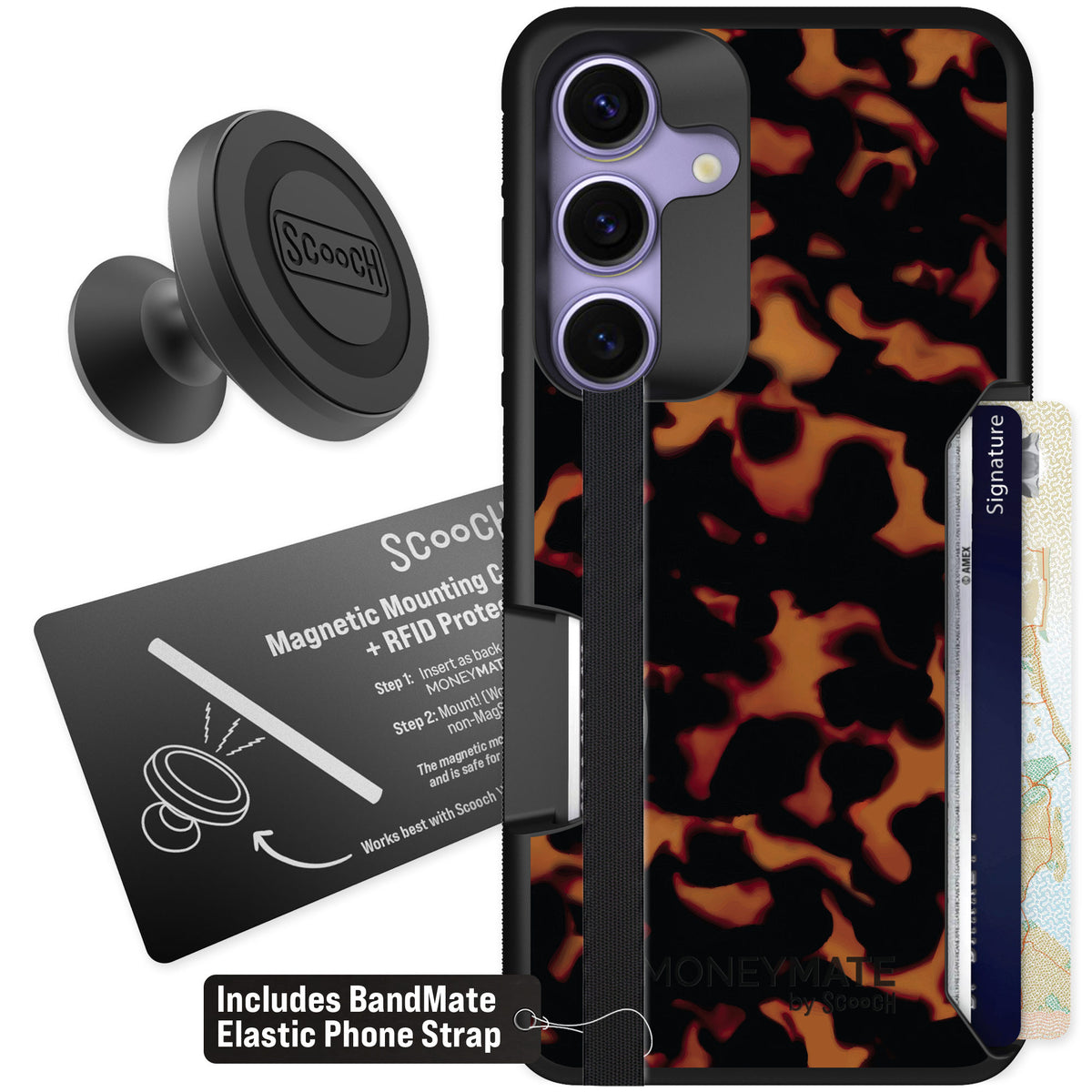 Scooch Moneymate Tortoise Shell for Galaxy S25 — Starter Bundle