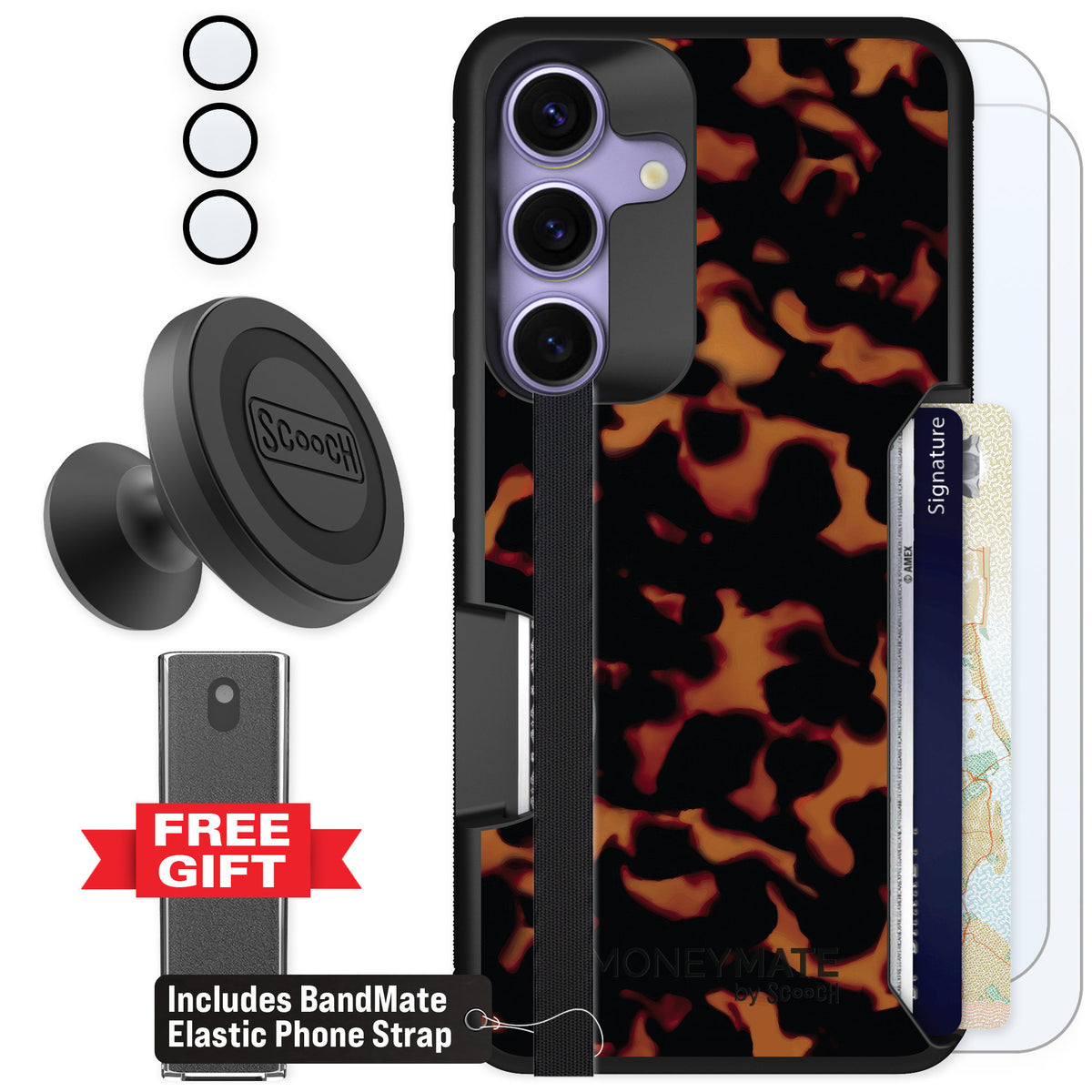 Scooch Moneymate Tortoise Shell for Galaxy S25 — Defender Bundle
