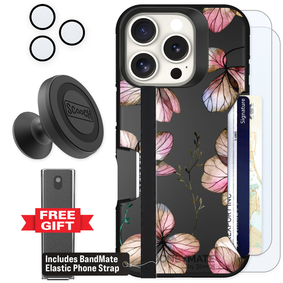Scooch Moneymate Dried Flowers for iPhone 16 Pro — Defender Bundle