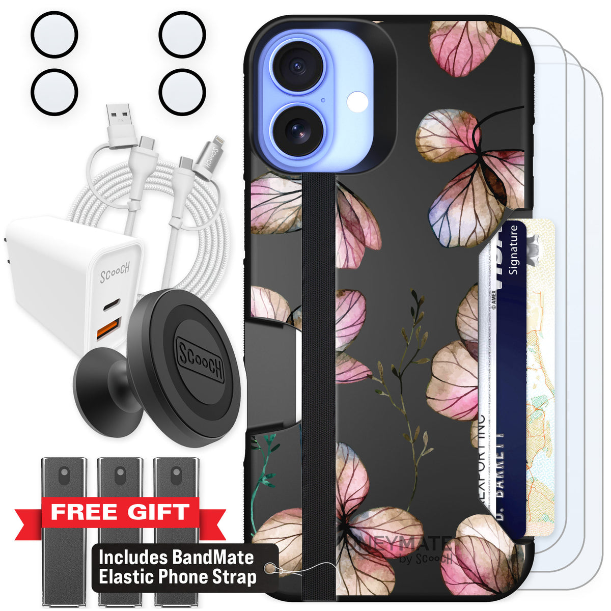 Scooch Moneymate Dried Flowers for iPhone 16 Plus — Ultimate Bundle