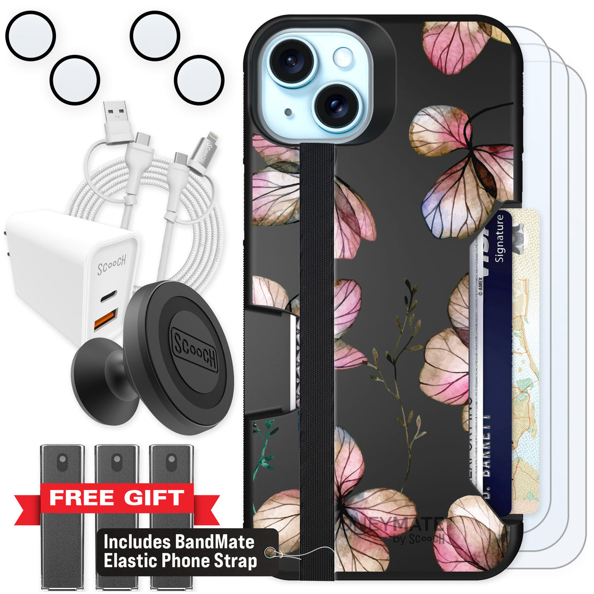 Scooch Moneymate Dried Flowers for iPhone 14 Plus — Ultimate Bundle
