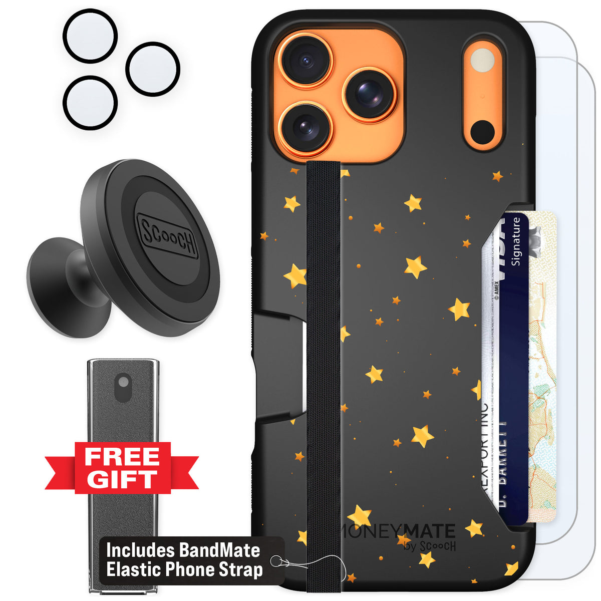 Scooch Moneymate Gold Stars for iPhone 17 Pro Max — Defender Bundle