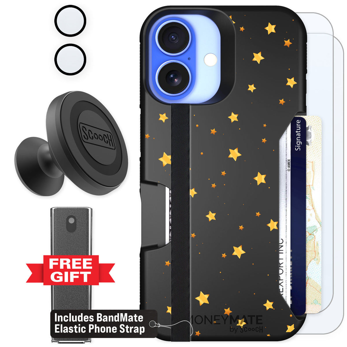 Scooch Moneymate Gold Stars for iPhone 16 — Defender Bundle