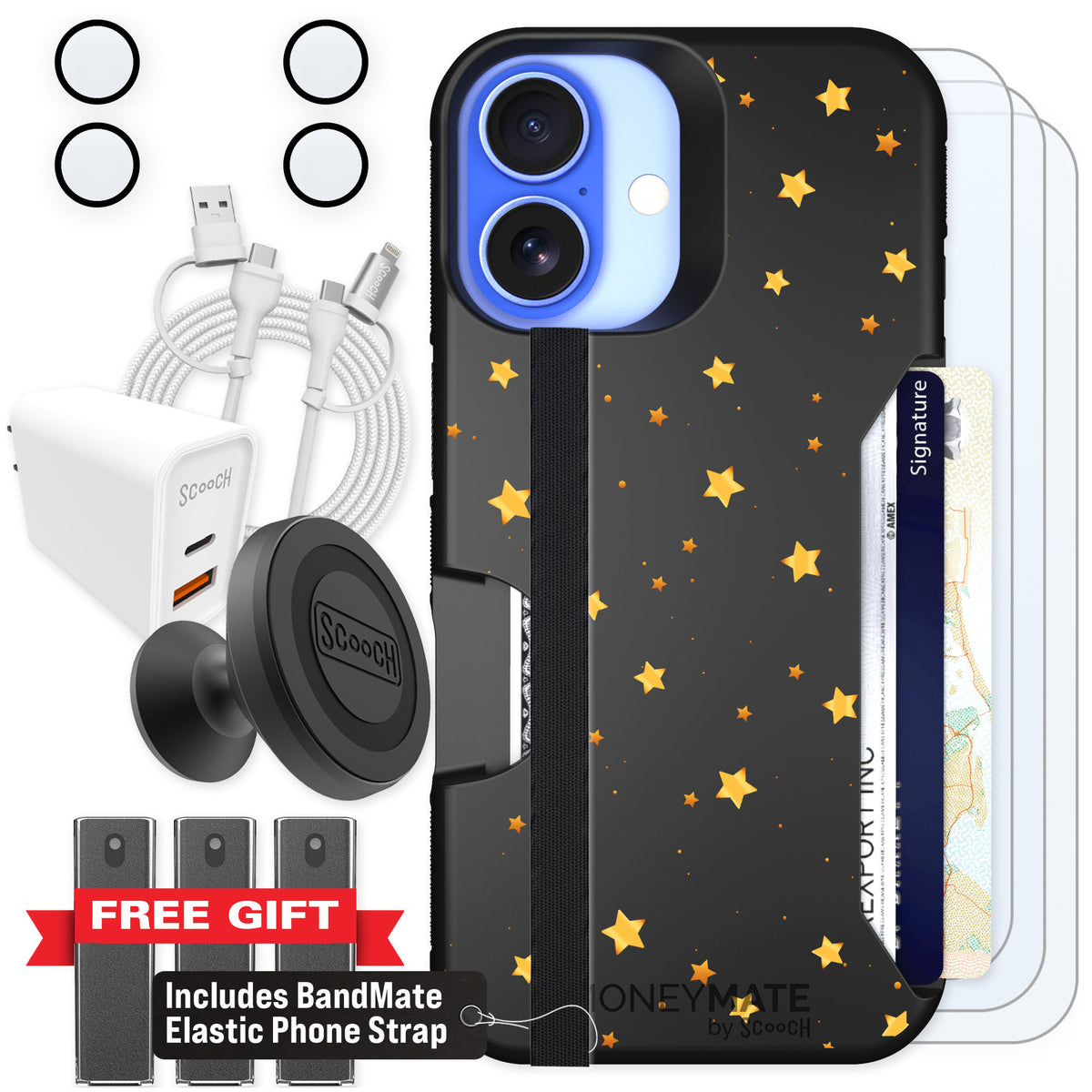 Scooch Moneymate Gold Stars for iPhone 16 — Ultimate Bundle