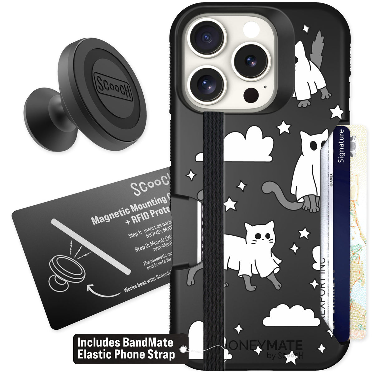 Scooch Moneymate Scaredy Cats for iPhone 16 Pro — Starter Bundle