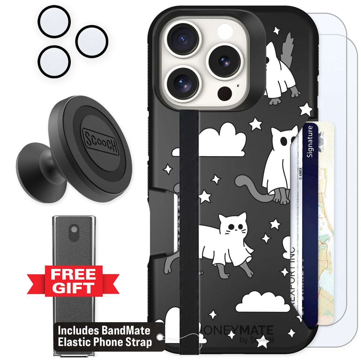 Scooch Moneymate Scaredy Cats for iPhone 16 Pro — Defender Bundle