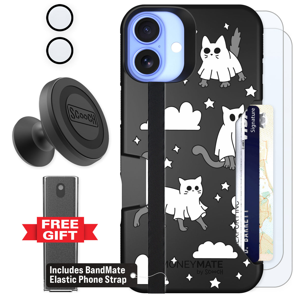 Scooch Moneymate Scaredy Cats for iPhone 16 Plus — Defender Bundle
