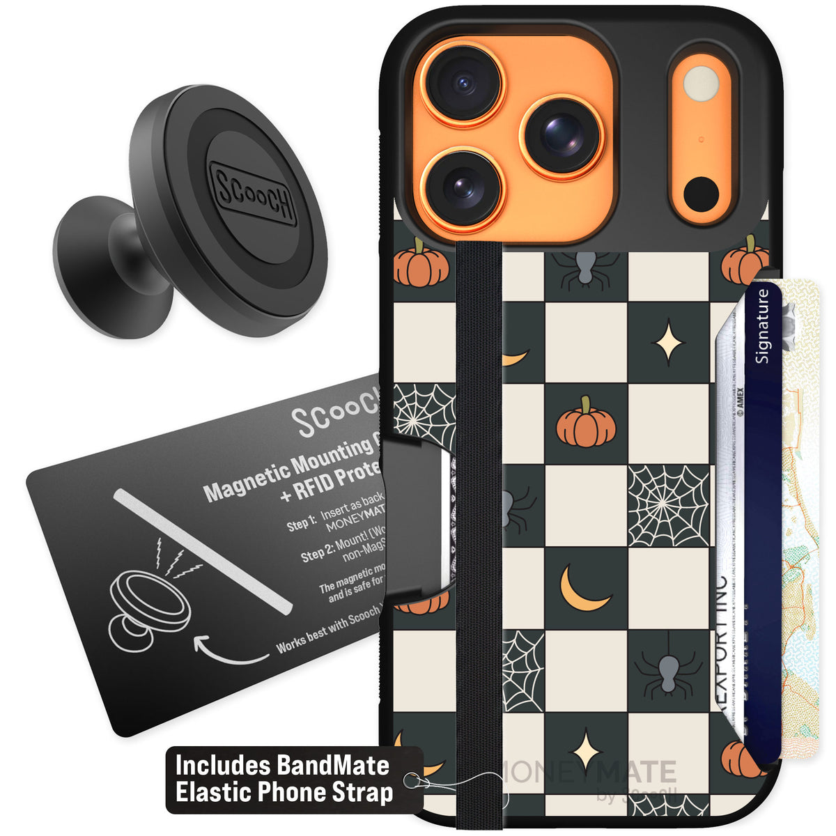 Scooch Moneymate Spooky Squares for iPhone 17 Pro — Starter Bundle