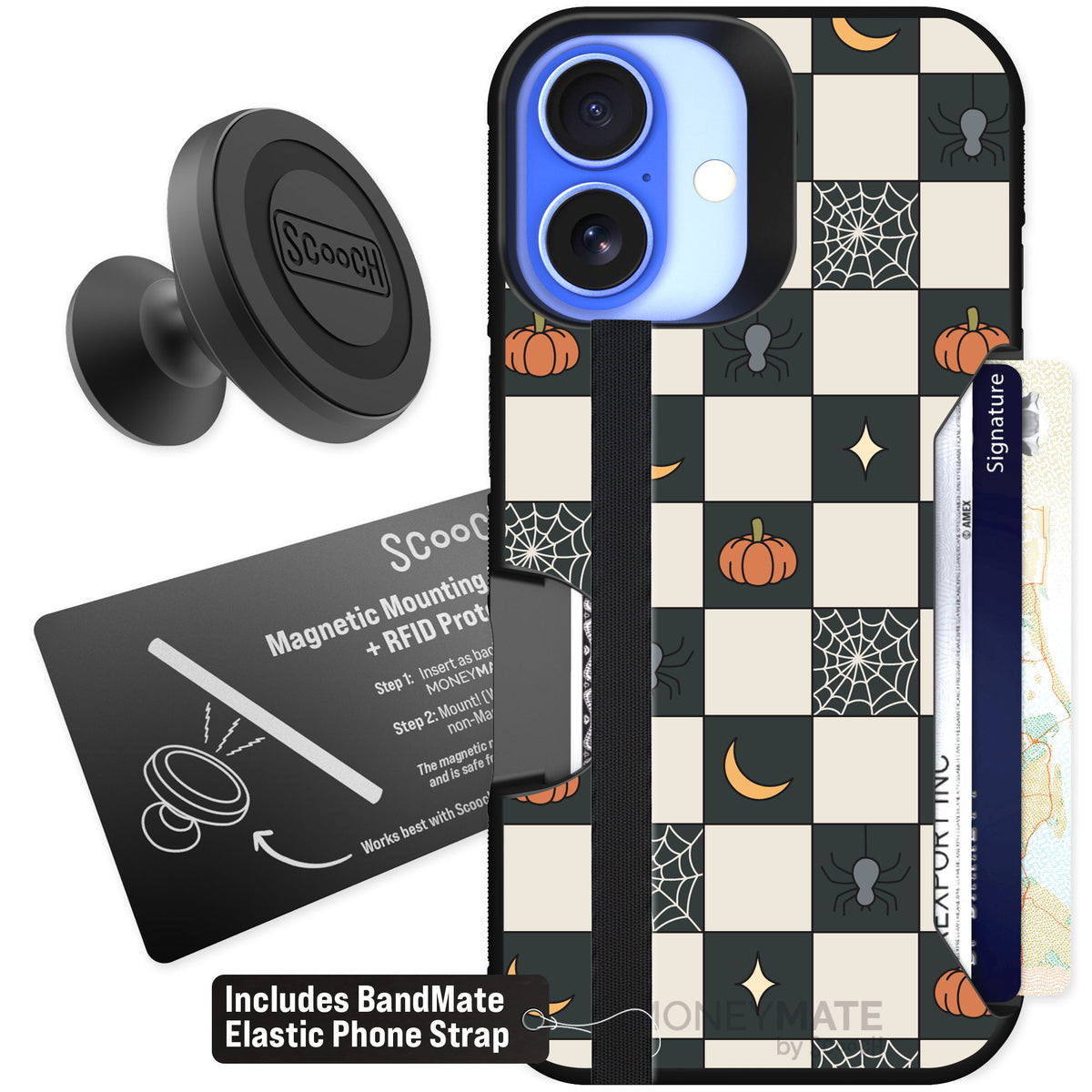 Scooch Moneymate Spooky Squares for iPhone 16 — Starter Bundle