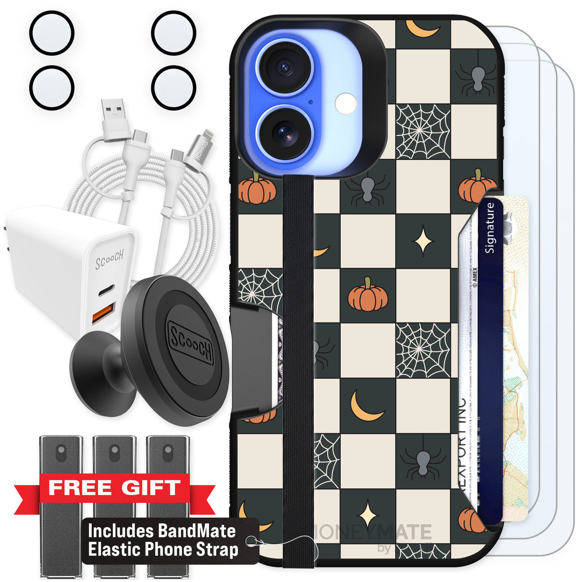 Scooch Moneymate Spooky Squares for iPhone 16 — Ultimate Bundle