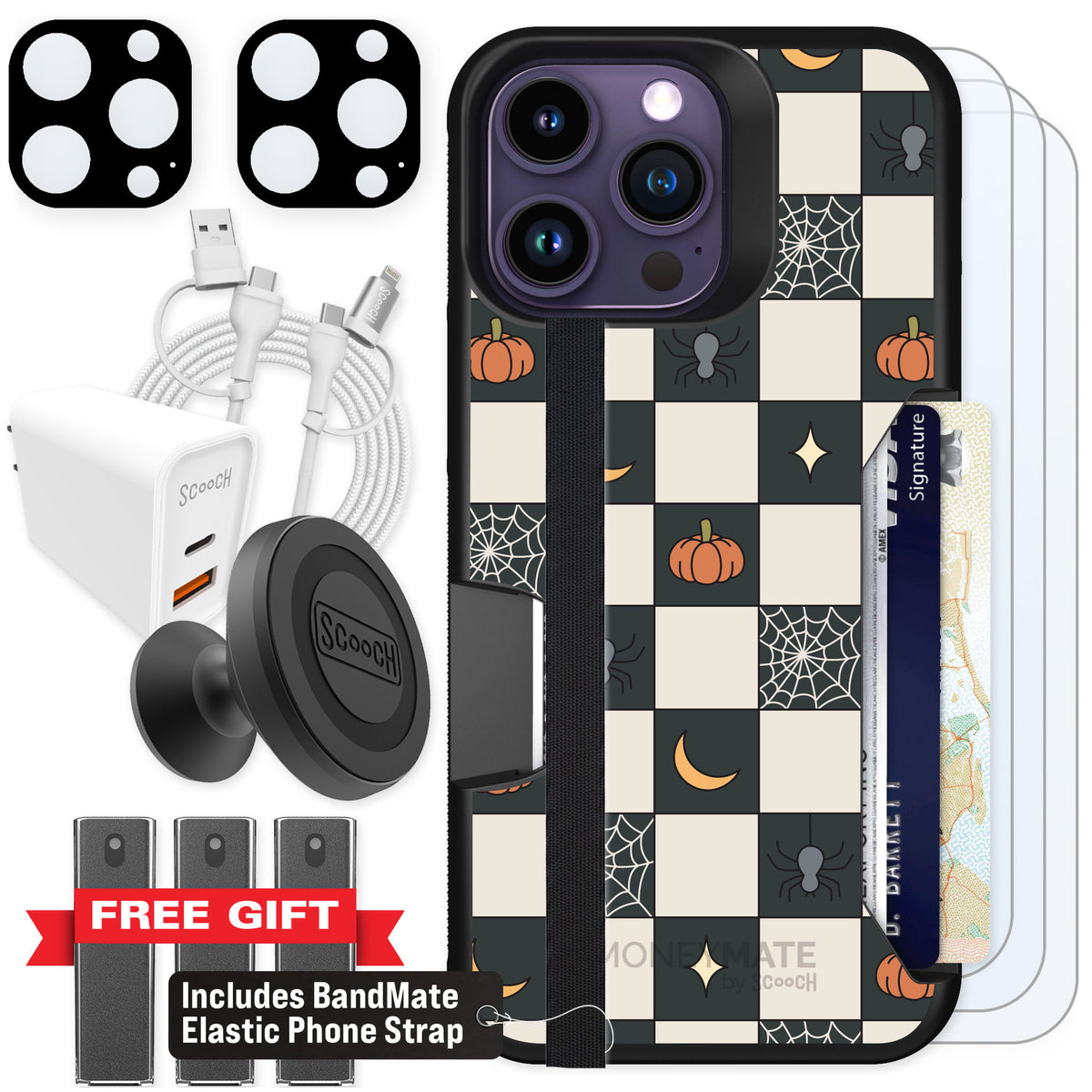Scooch Moneymate Spooky Squares for iPhone 14 Pro Max — Ultimate Bundle