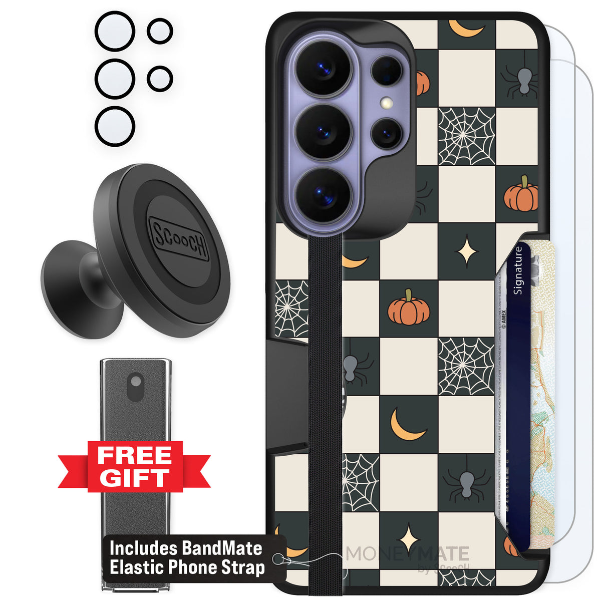 Scooch Moneymate Spooky Squares for Galaxy S26 Ultra — Defender Bundle