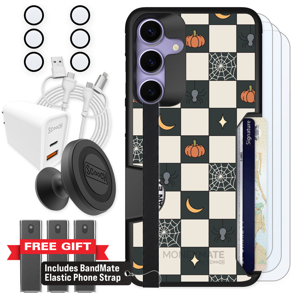 Scooch Moneymate Spooky Squares for Galaxy S25+ — Ultimate Bundle