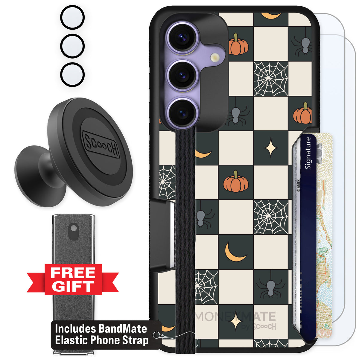 Scooch Moneymate Spooky Squares for Galaxy S25 — Defender Bundle