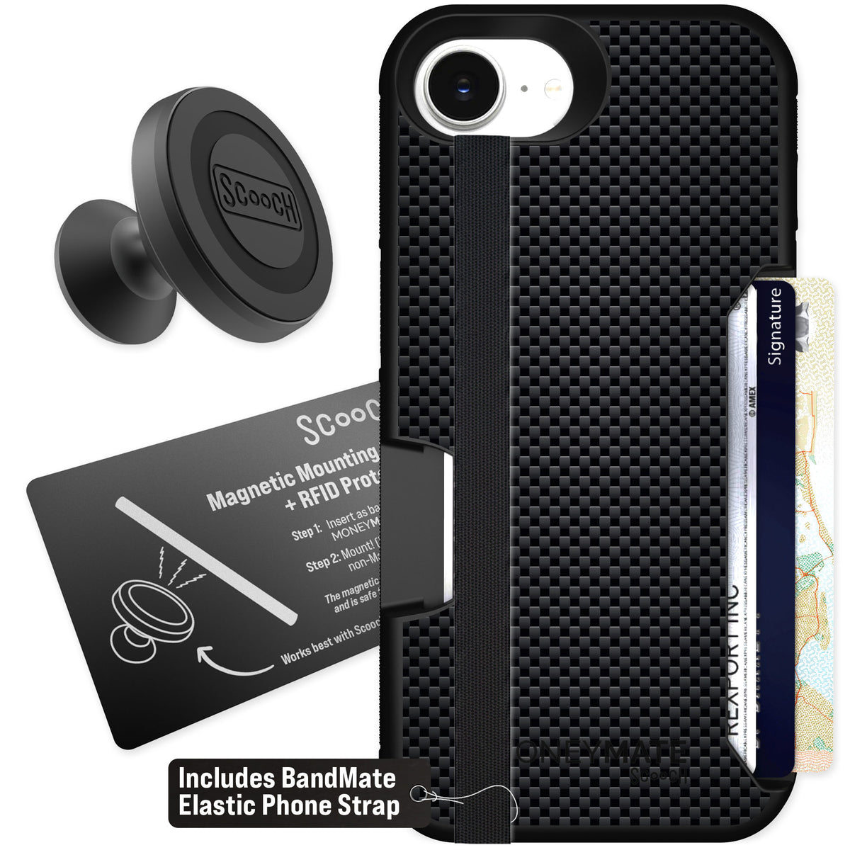 Scooch Moneymate Carbon Fiber for iPhone 17e — Starter Bundle