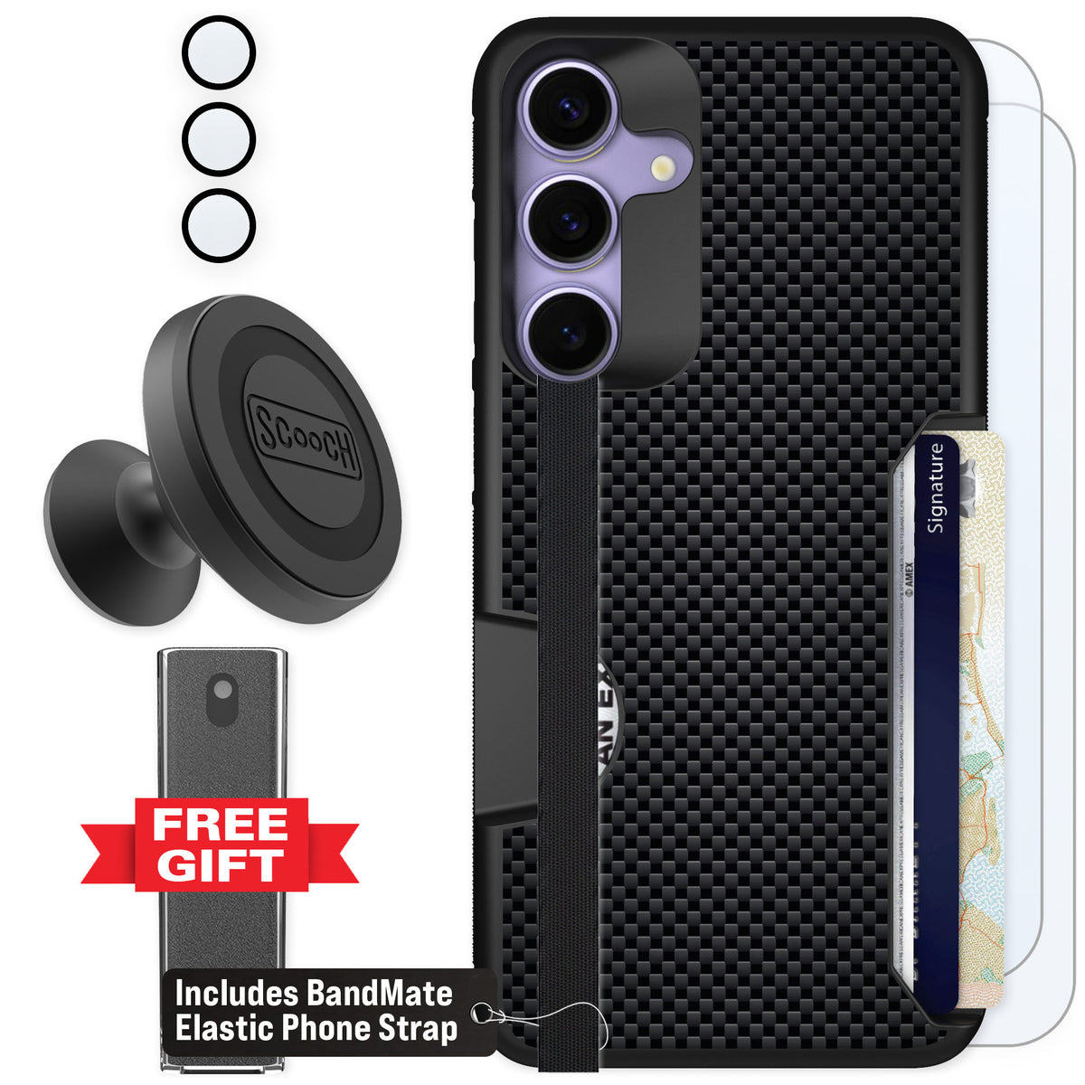 Scooch Moneymate Carbon Fiber for Galaxy S25+ — Defender Bundle